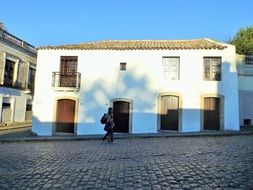 white stone town building