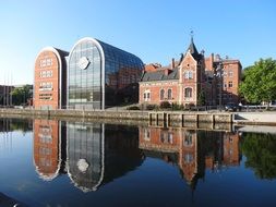 bydgoszcz reflection waterfront river building