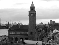 hamburg landmark black and white city scene