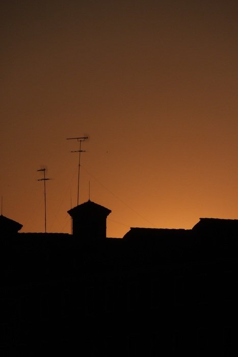 picture of the building at the sunset