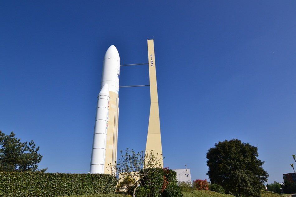 rocket against the blue sky