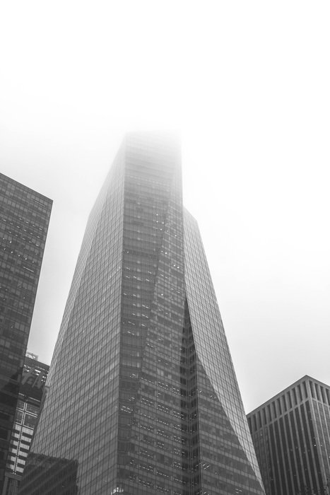 new york skyscraper in the fog