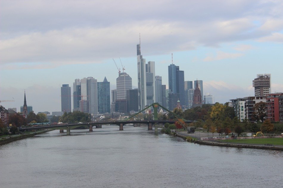 Cityscape of Frankfurt on the horizon