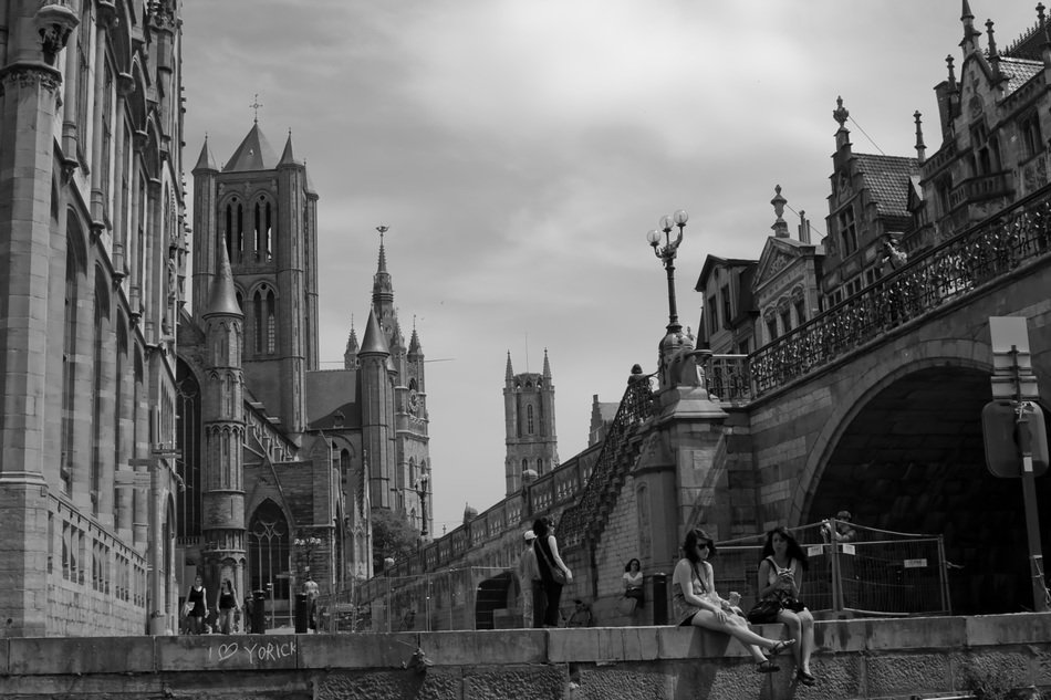 Ghent city in black and white
