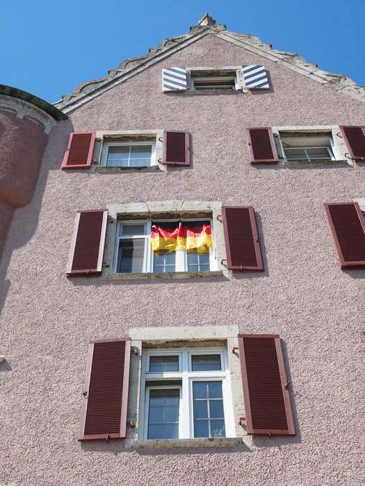window with German flags
