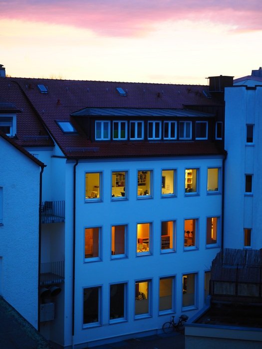evening lights in the Windows of the house