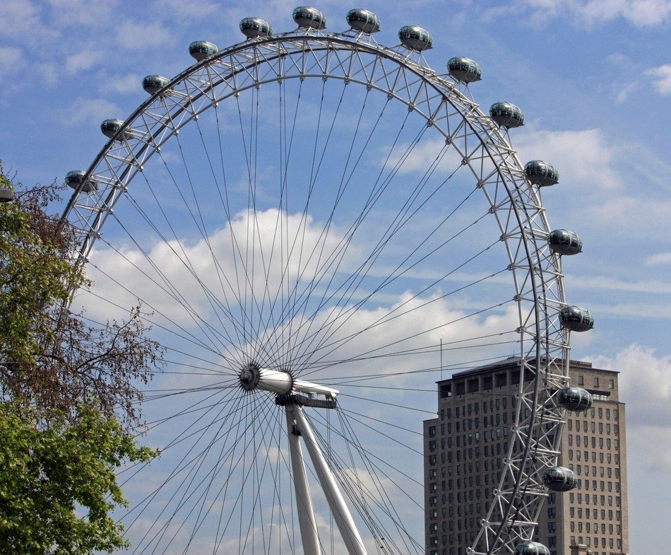 london eye near the skyscraper