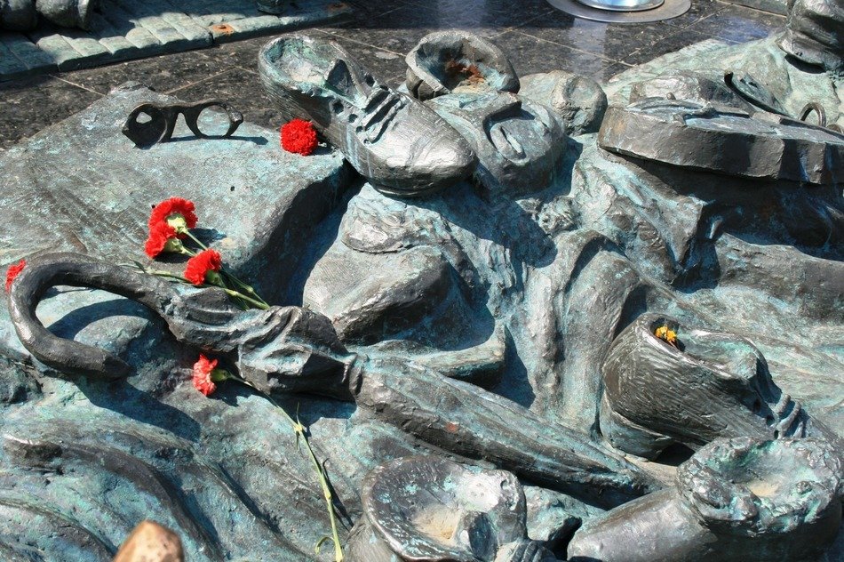flowers at the holocaust memorial
