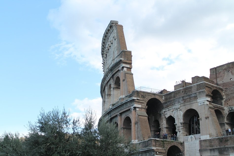 ruined wall of the Colosseum in Italy