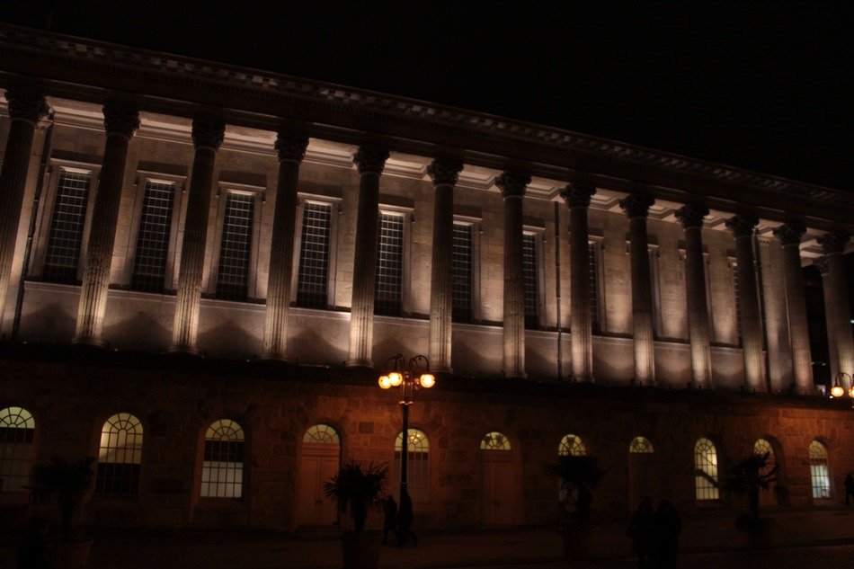 Town Hall with columns and lights