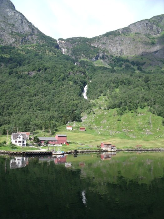 panorama of a fjord village and mountains in Norway