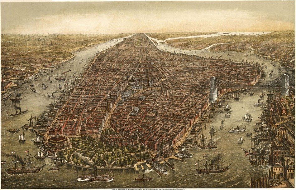 clipart of map of manhattan in New York city in 1870