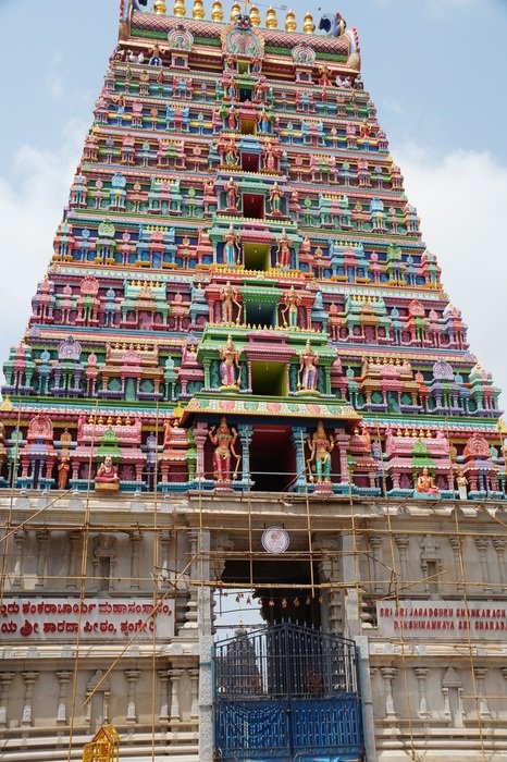ornate monumental tower in southern india