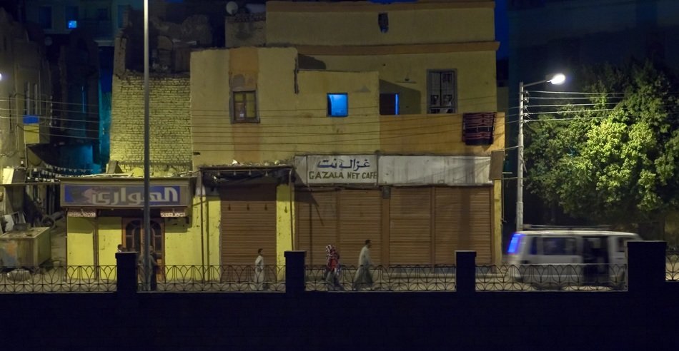 people at night town, egypt