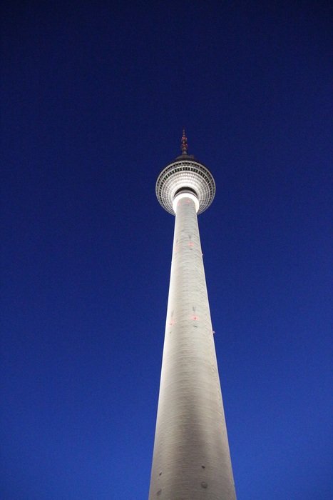 backlit tv tower in berlin