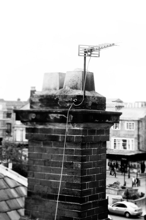 black and white photo of chimney