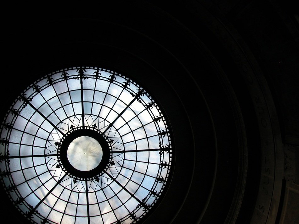 Glass circle in a dark