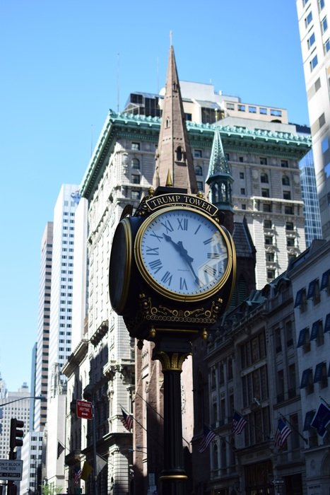 street clock in front of Trump tower, usa, New York city