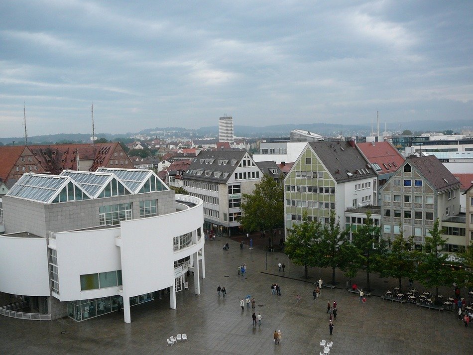 panoramic view of the town square