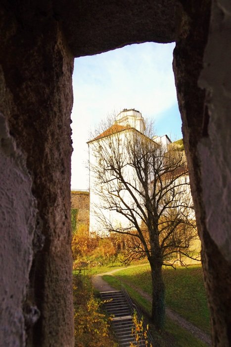 View of the fortress in Passau in light, Germany