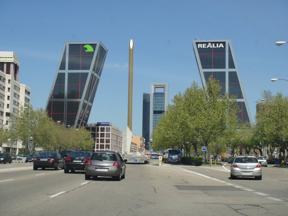 view of the falling towers in madrid