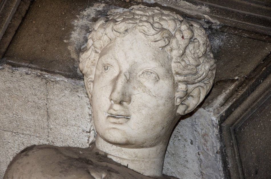 head of an ancient statue in venice