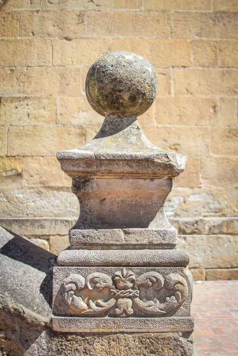 stone column near the church building