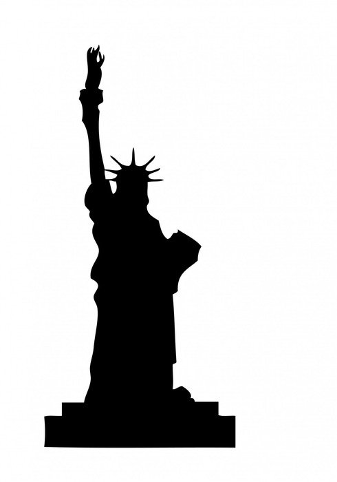 statue liberty, front view, black silhouette