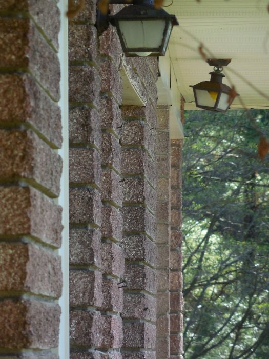 brick house and lamp