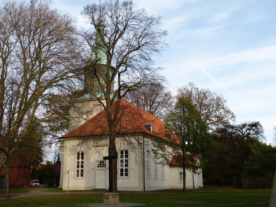 Small church among the park in wolfsburg