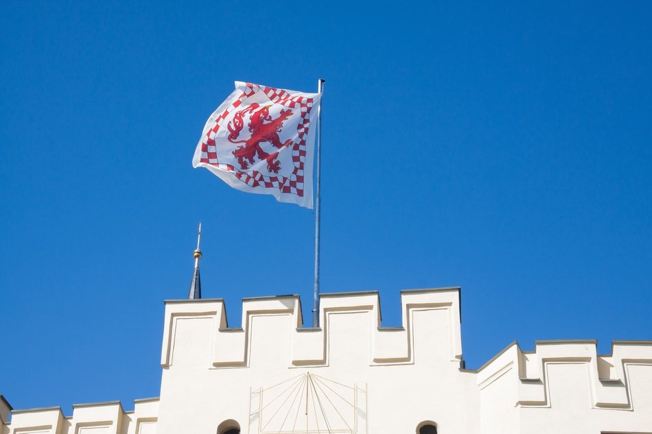 Flag on the building in Wasserburg