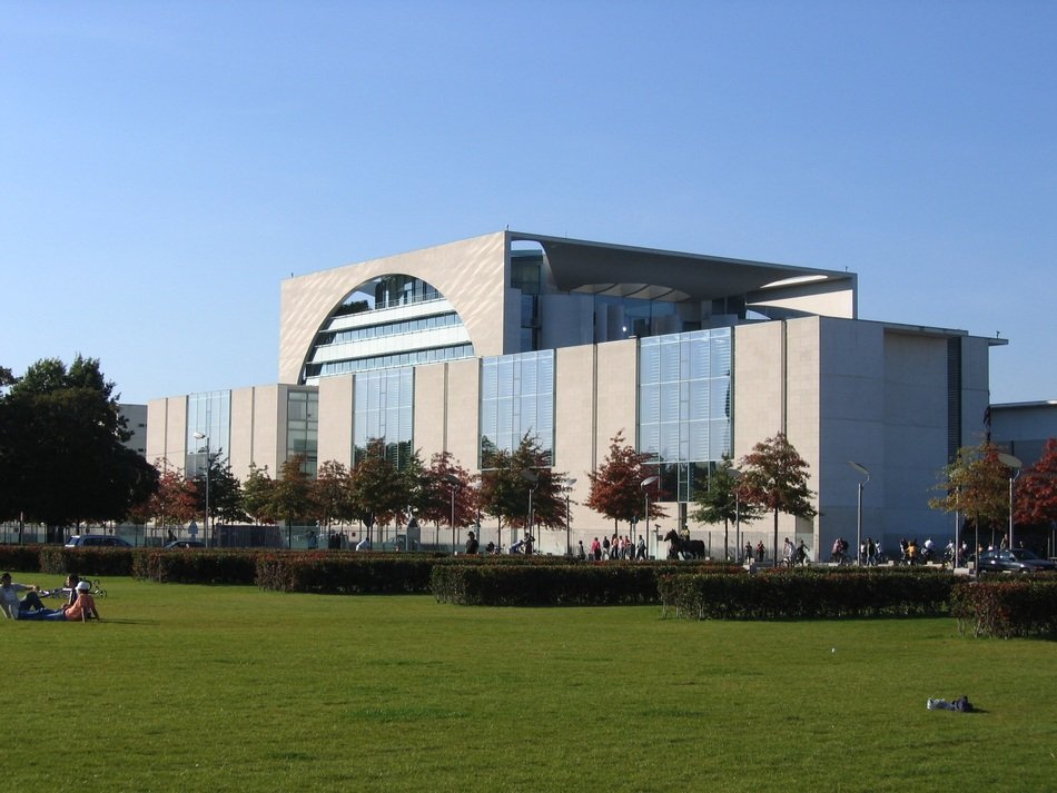 distant view of the Bundeskanzleramt building in Germany