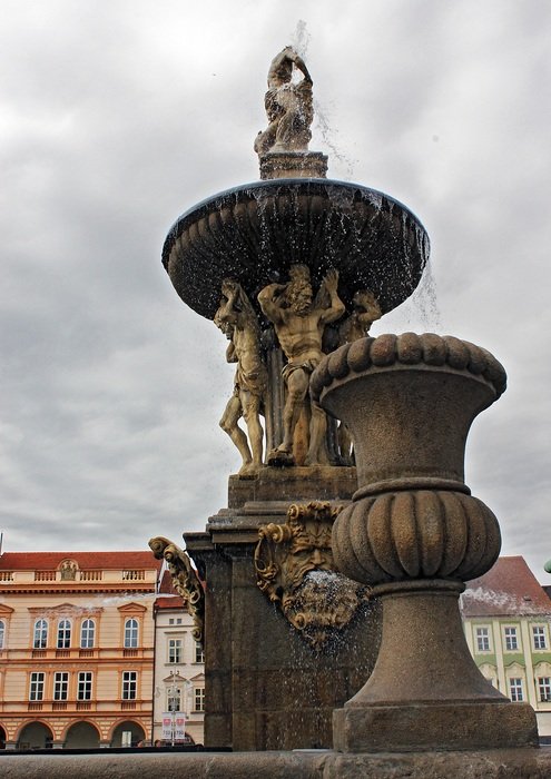 fountain with golden statues