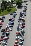 colorful autos at parking top view