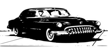 graphic image of a black vintage car