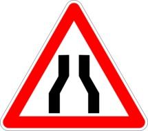 road narrows sign drawing