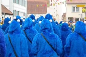 blue fur carnival suit