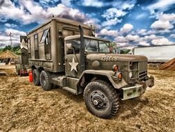 military truck on the field