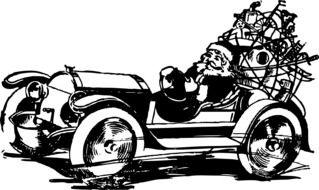 santa driving drawing