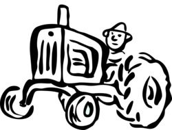 tractor with farmer funny sketch