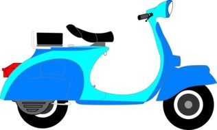 blue scooter on a white background