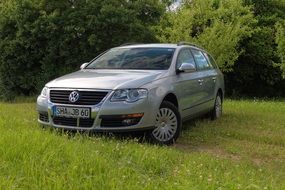 car Volkswagen Passat on a green meadow