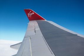 aircraft wing of Virgin airlines