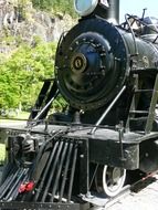 retro locomotive on the railway on a sunny day