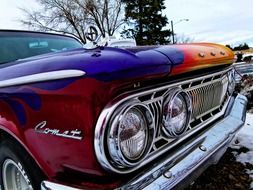 old classic car in bright color