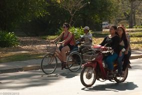 walking bikes in Siem Reap, Cambodia