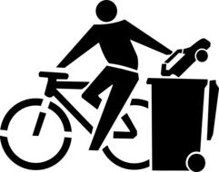 cyclist icon near trash can