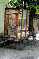 mobile wooden cart