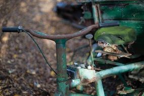rusty motorbike in the garden