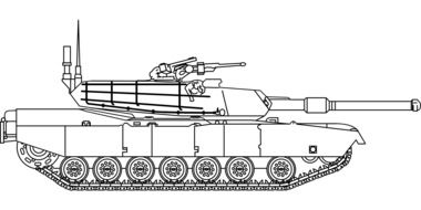 Black and white schematic image of a tank